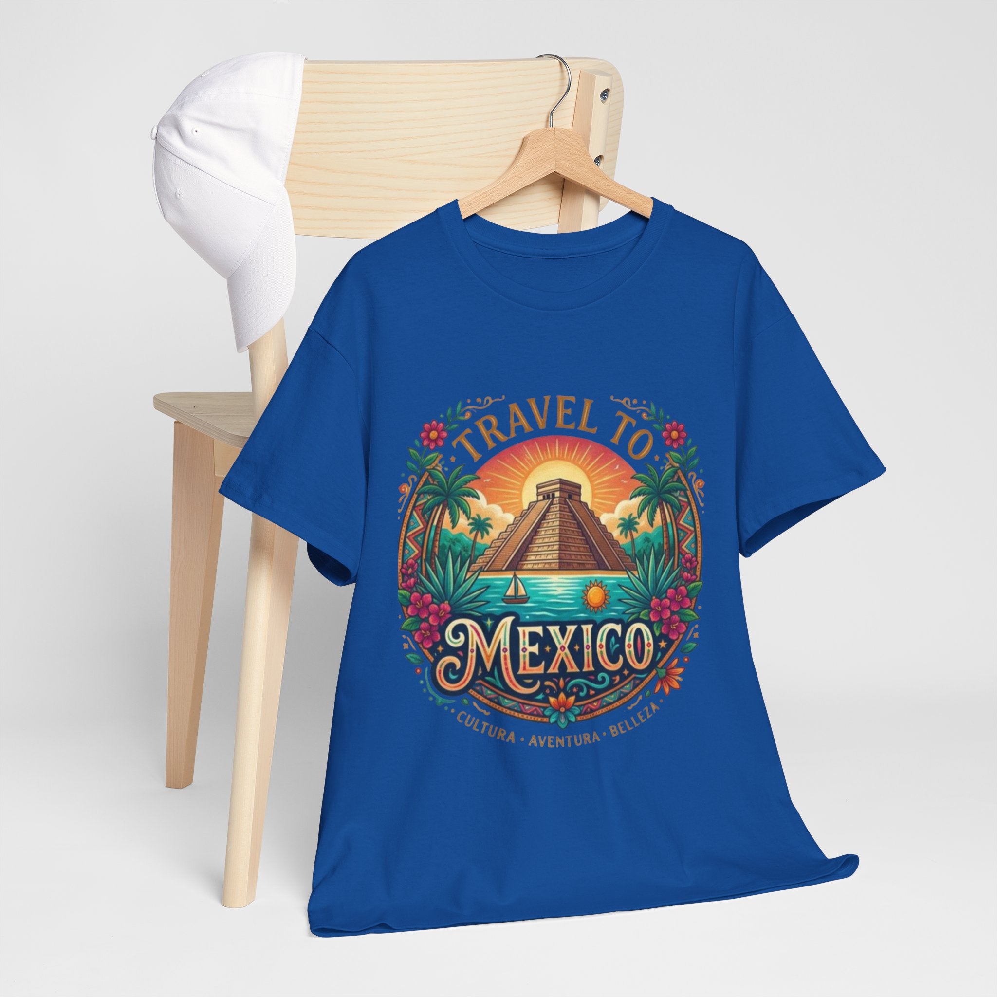 Travel to Mexico T-Shirt — Vintage Pyramid Sunset Vacation Tee