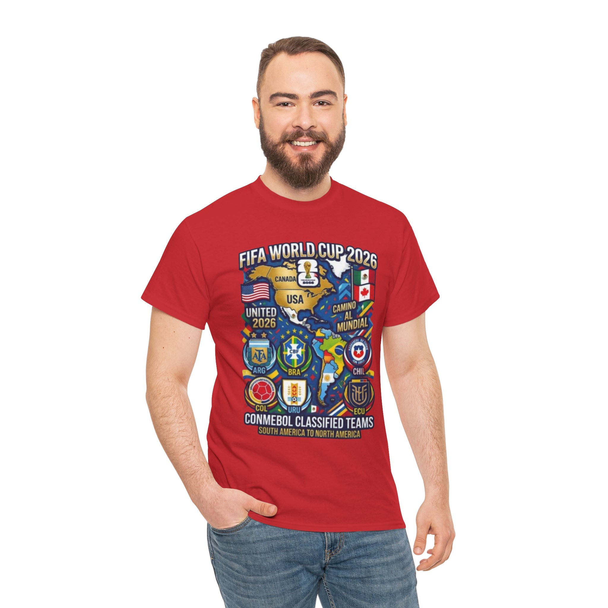 World Cup 2026 Teams T-Shirt — CONMEBOL & CONCACAF Qualified Badges Tee