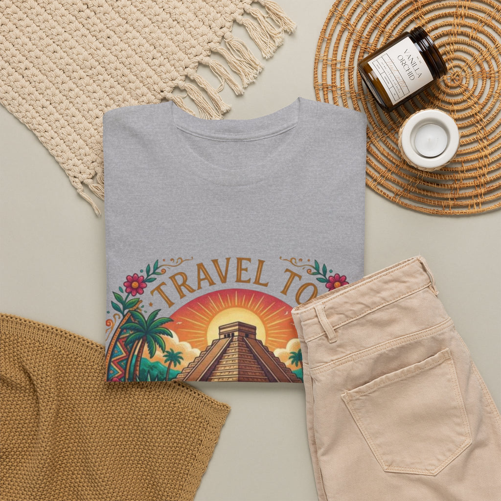 Travel to Mexico T-Shirt — Vintage Pyramid Sunset Vacation Tee