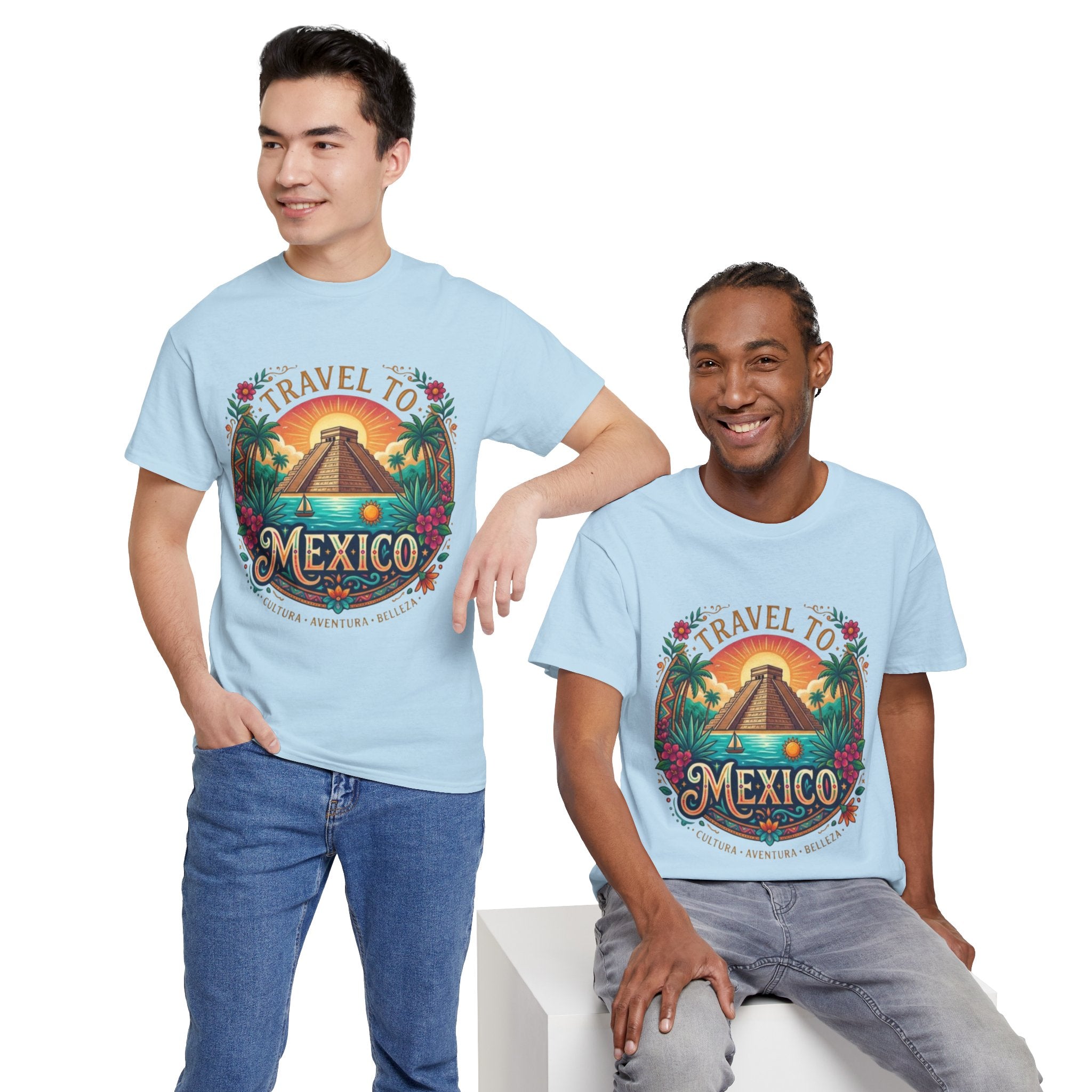 Travel to Mexico T-Shirt — Vintage Pyramid Sunset Vacation Tee