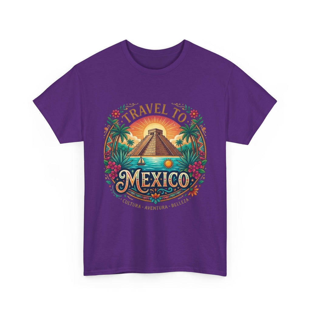 Travel to Mexico T-Shirt — Vintage Pyramid Sunset Vacation Tee