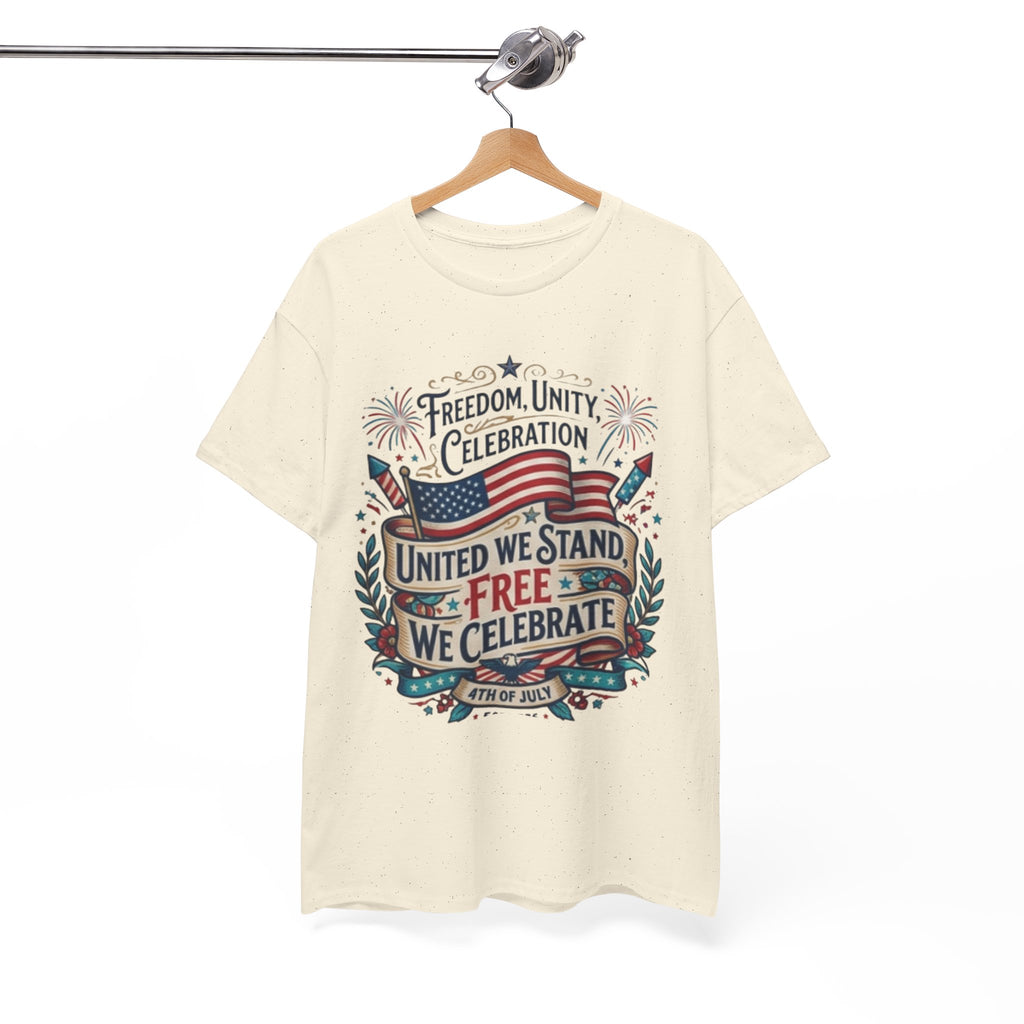 Patriotic 4th of July Tee – “United We Stand, Free We Celebrate” USA Flag T‑Shirt