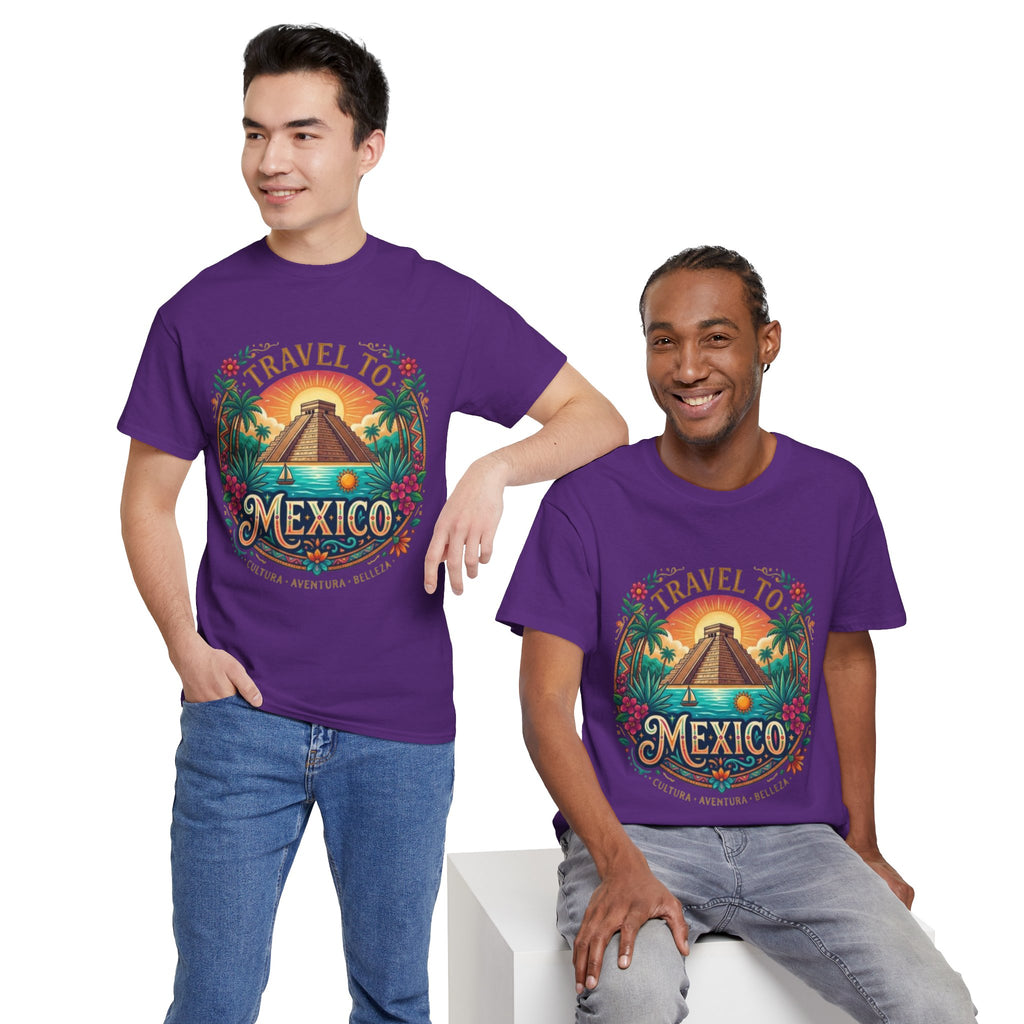 Travel to Mexico T-Shirt — Vintage Pyramid Sunset Vacation Tee