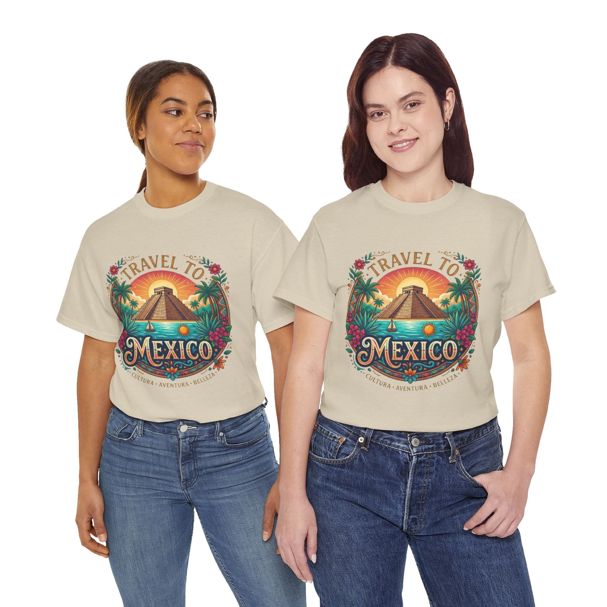Travel to Mexico T-Shirt — Vintage Pyramid Sunset Vacation Tee