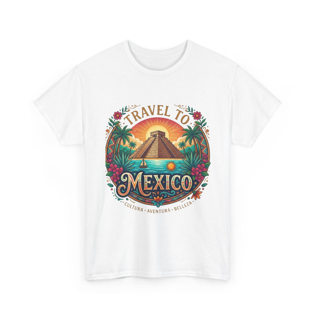 Travel to Mexico T-Shirt — Vintage Pyramid Sunset Vacation Tee