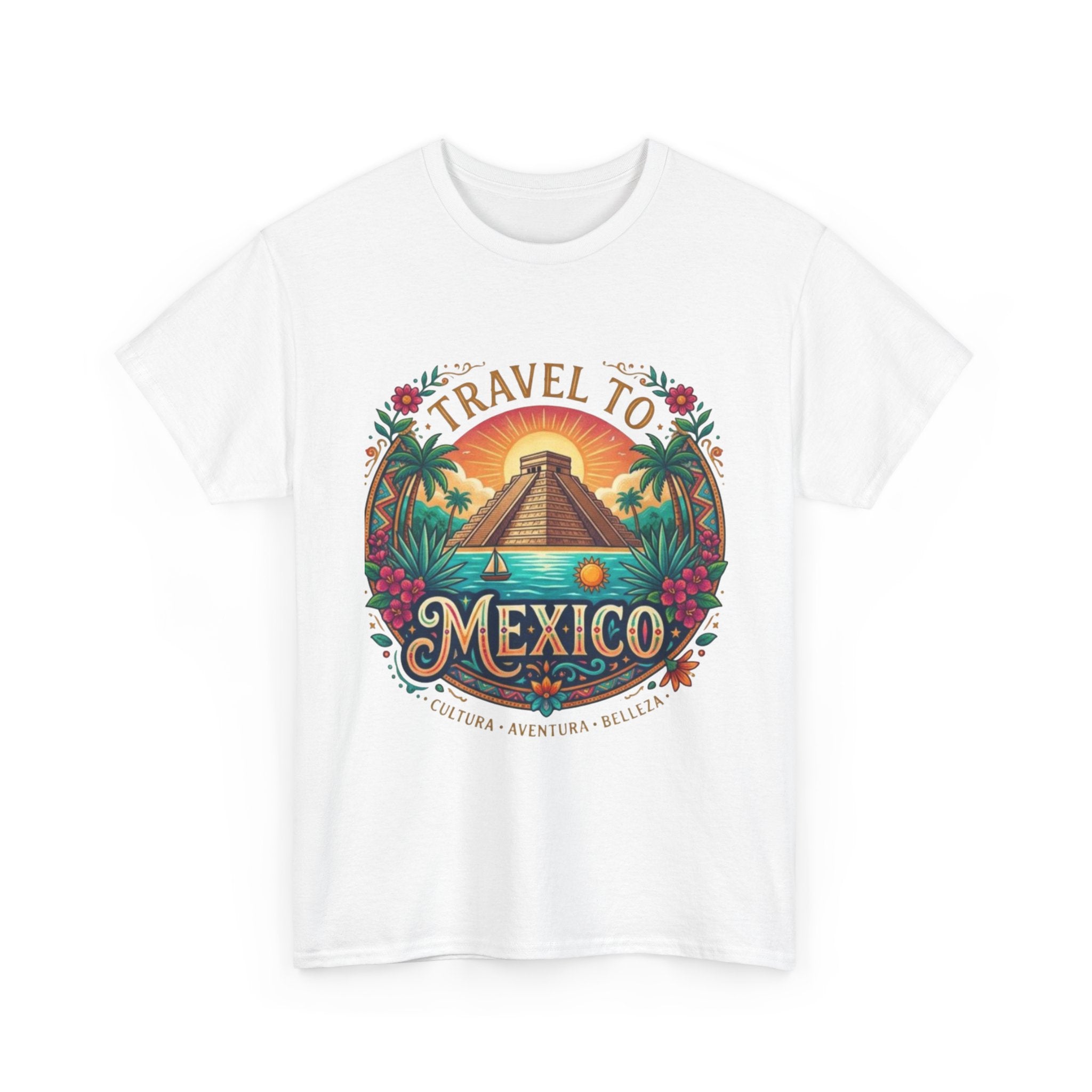 Travel to Mexico T-Shirt — Vintage Pyramid Sunset Vacation Tee