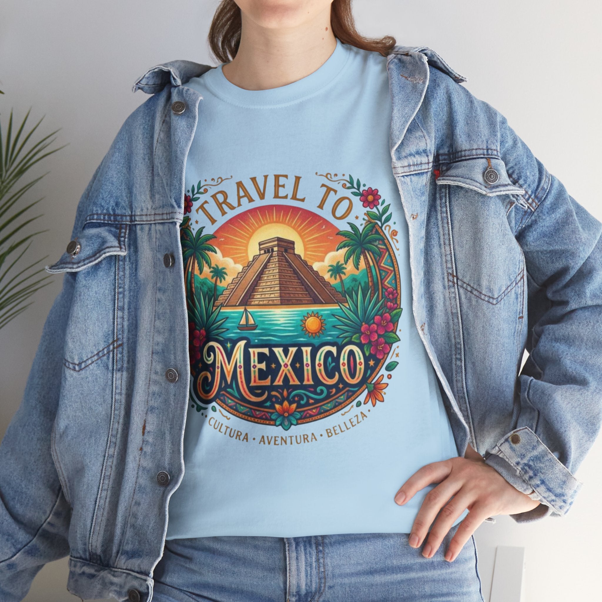 Travel to Mexico T-Shirt — Vintage Pyramid Sunset Vacation Tee