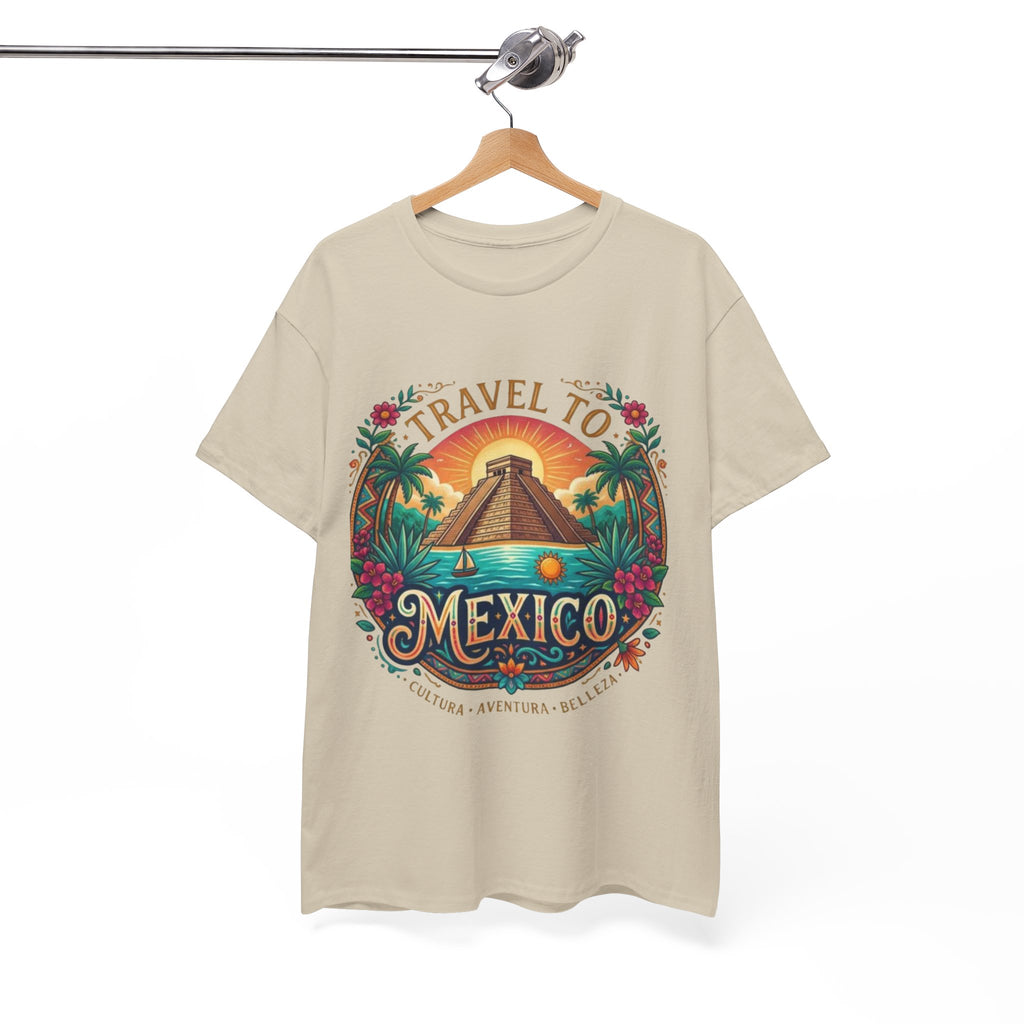 Travel to Mexico T-Shirt — Vintage Pyramid Sunset Vacation Tee