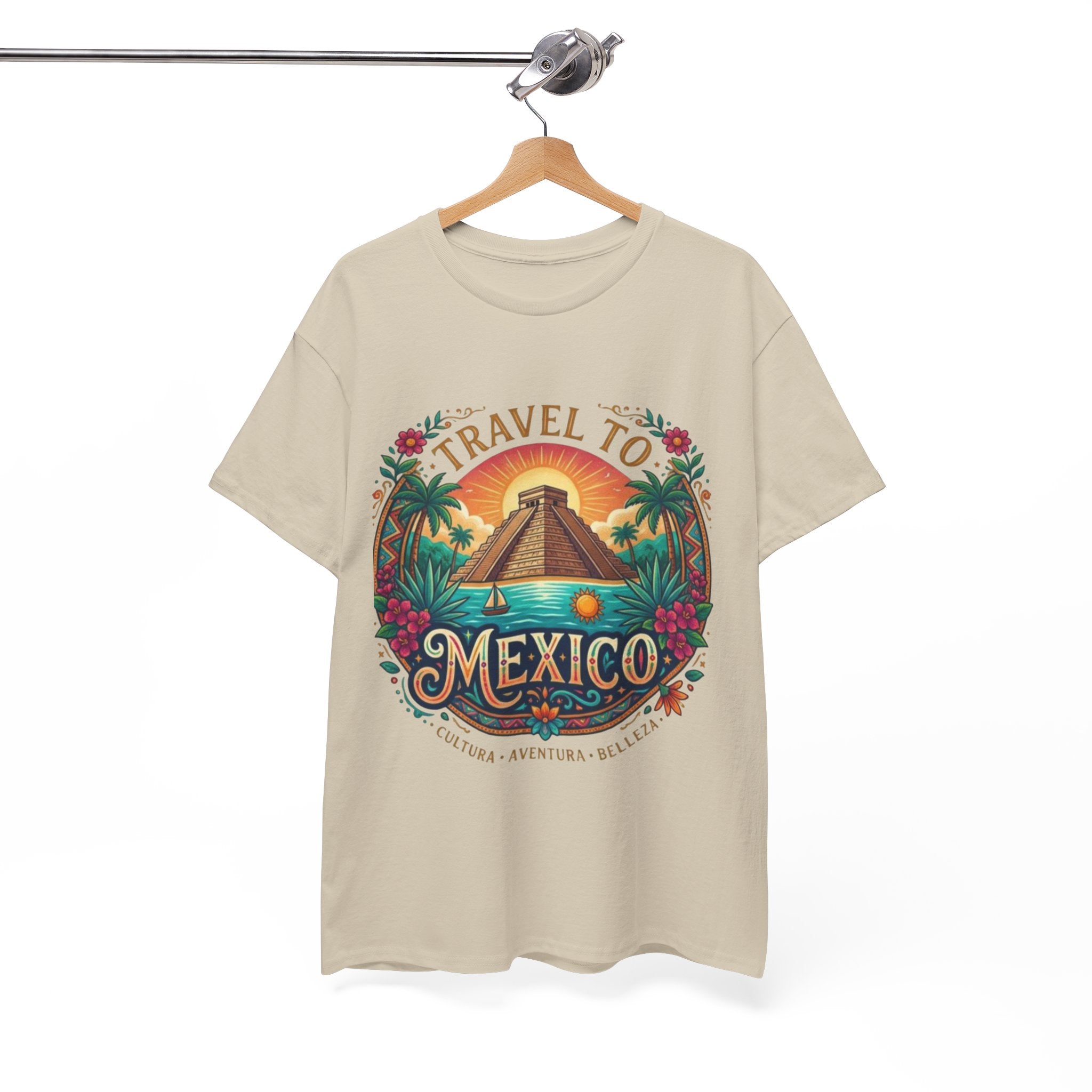 Travel to Mexico T-Shirt — Vintage Pyramid Sunset Vacation Tee
