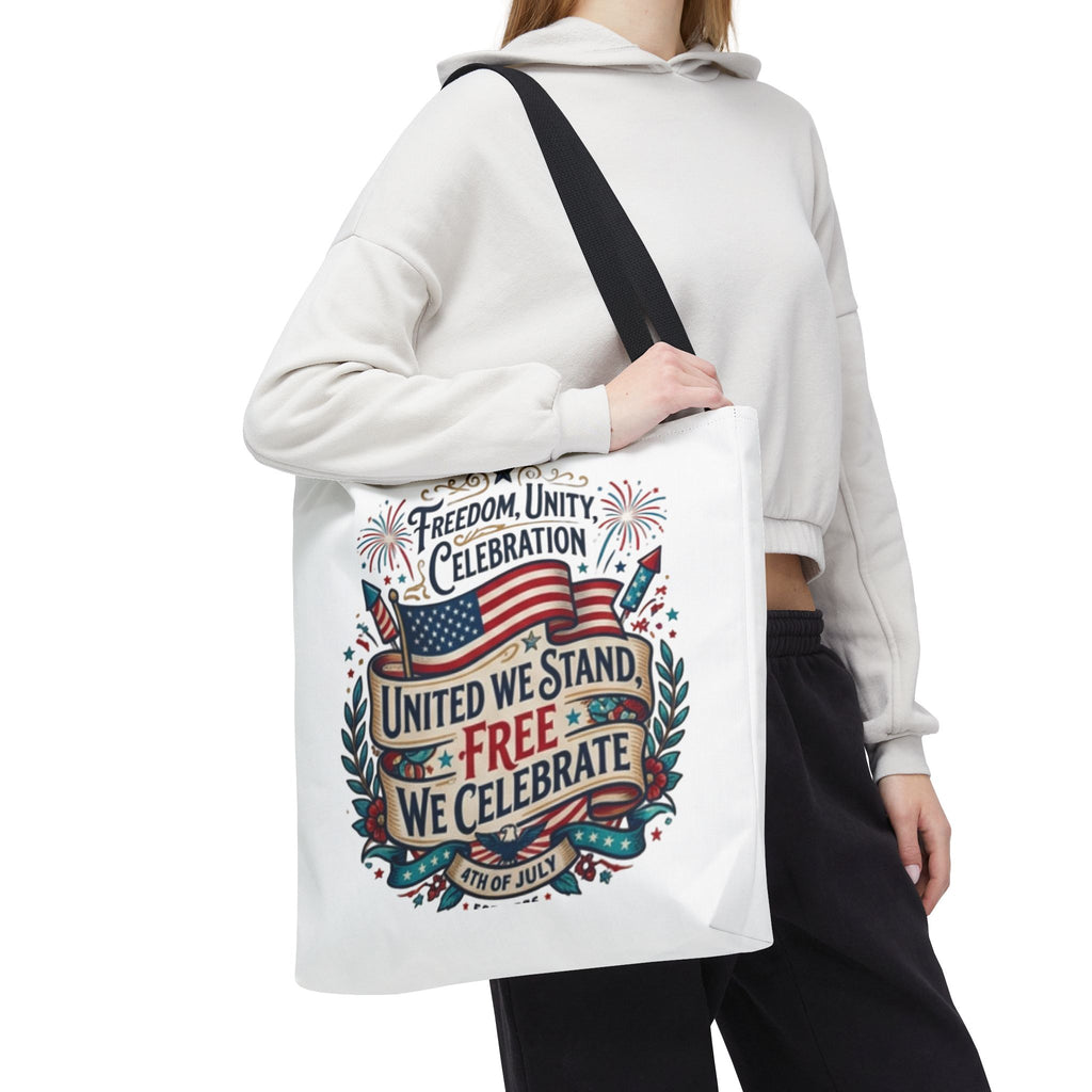 Patriotic 4th of July Tote Bag – "United We Stand, Free We Celebrate"