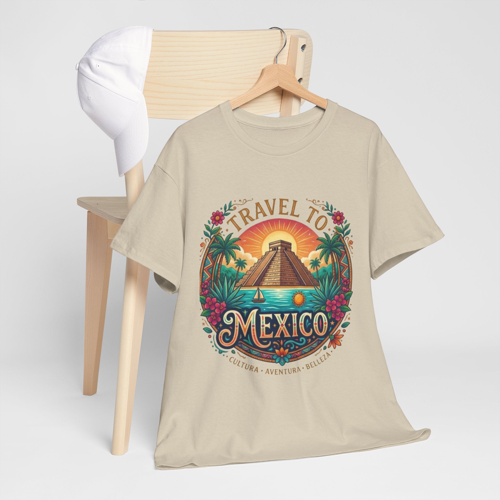 Travel to Mexico T-Shirt — Vintage Pyramid Sunset Vacation Tee