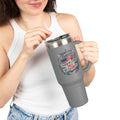 40oz Insulated Travel Mug — "United We Stand, Free We Celebrate" Patriotic Tumbler