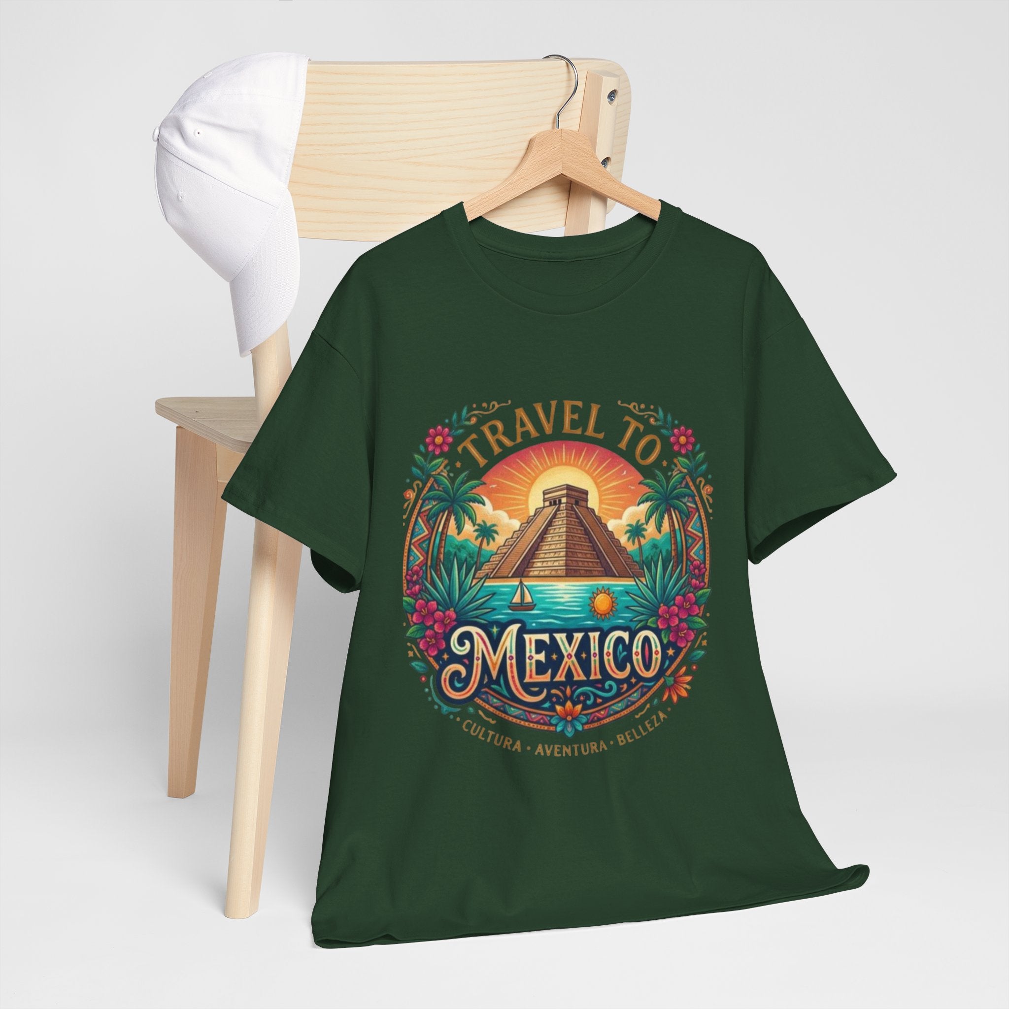 Travel to Mexico T-Shirt — Vintage Pyramid Sunset Vacation Tee