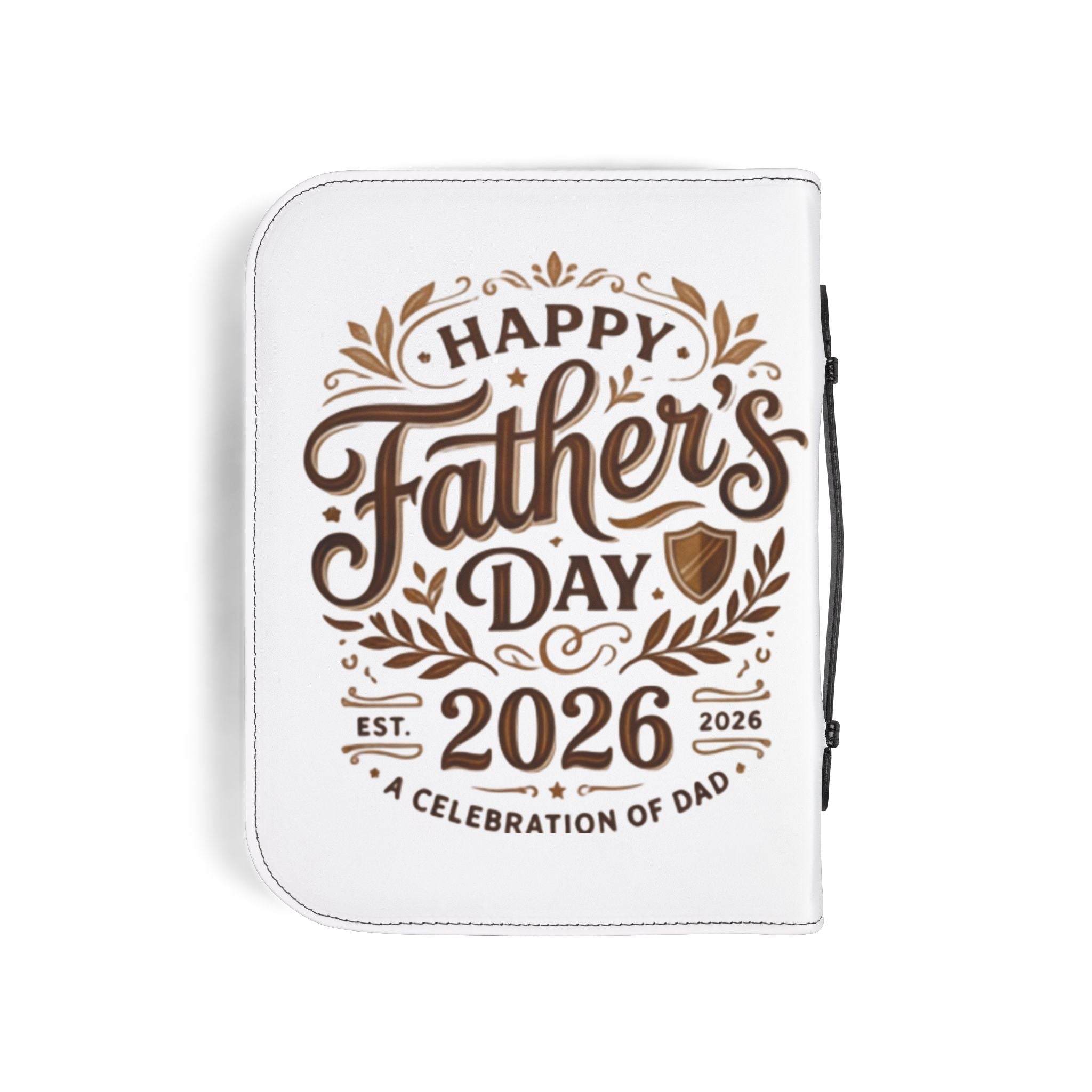 Father's Day 2026 Bible Cover – "Happy Father's Day" Leather Zippered Case