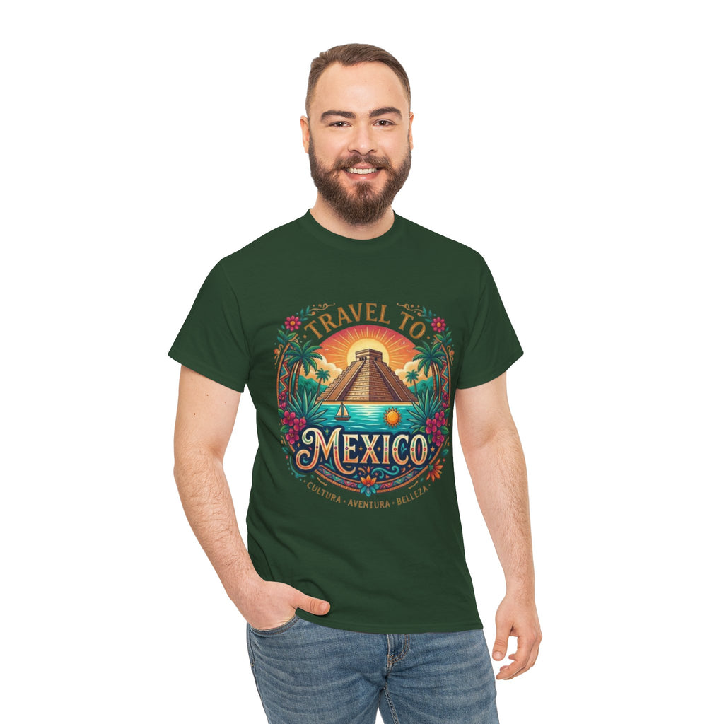 Travel to Mexico T-Shirt — Vintage Pyramid Sunset Vacation Tee