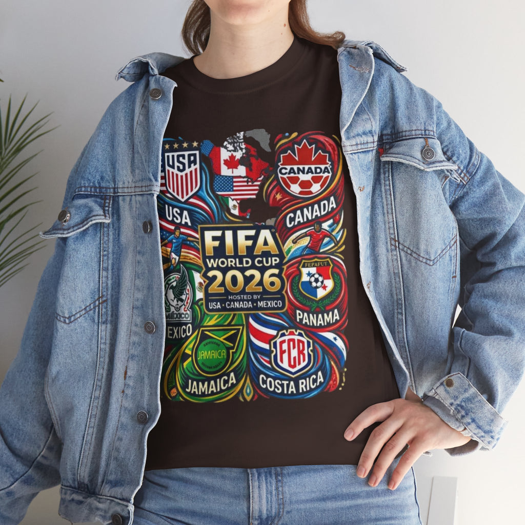 World Cup 2026 Teams T-Shirt – USA Canada Mexico & CONCACAF Badges Soccer Tee
