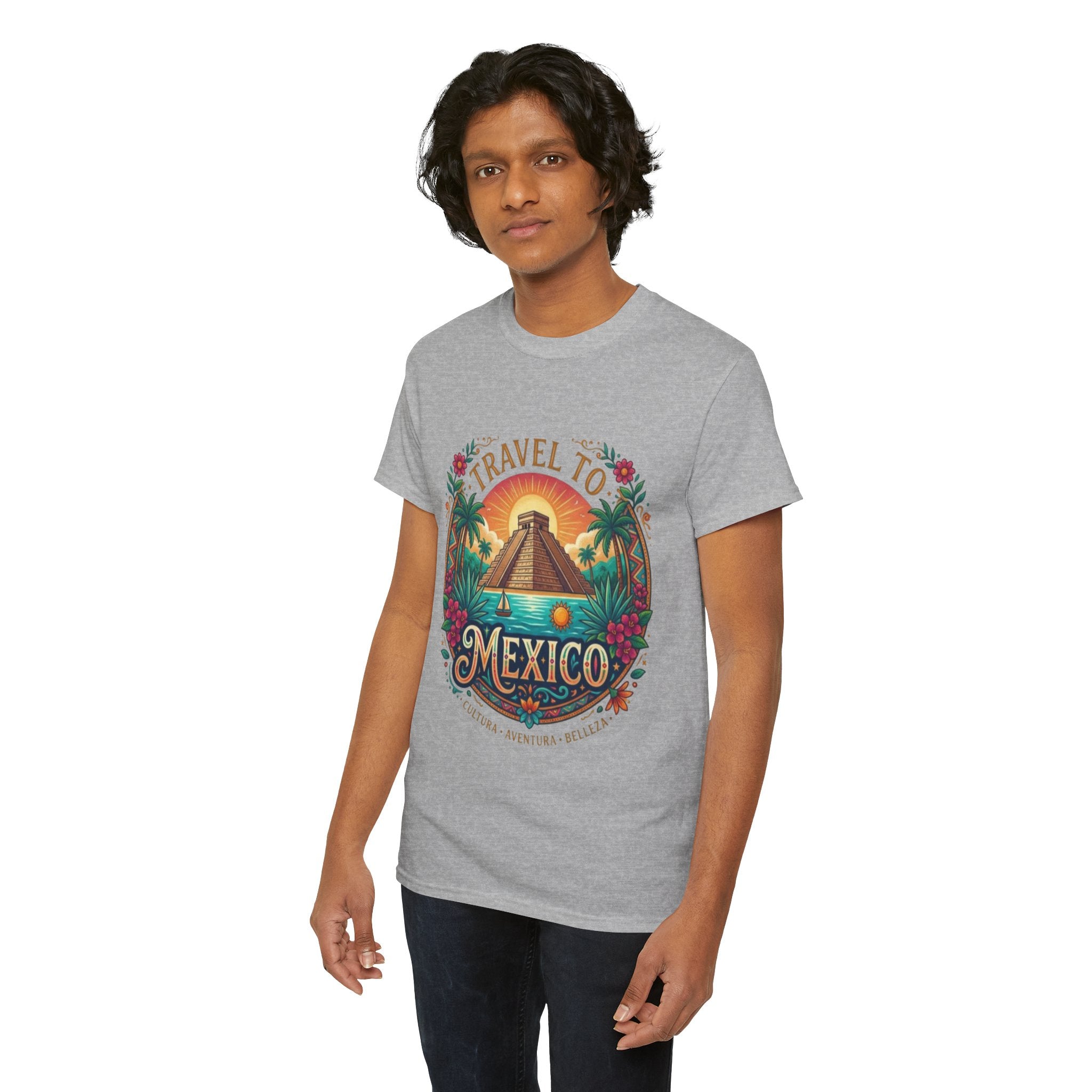 Travel to Mexico T-Shirt — Vintage Pyramid Sunset Vacation Tee
