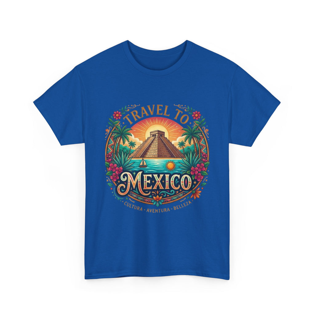 Travel to Mexico T-Shirt — Vintage Pyramid Sunset Vacation Tee