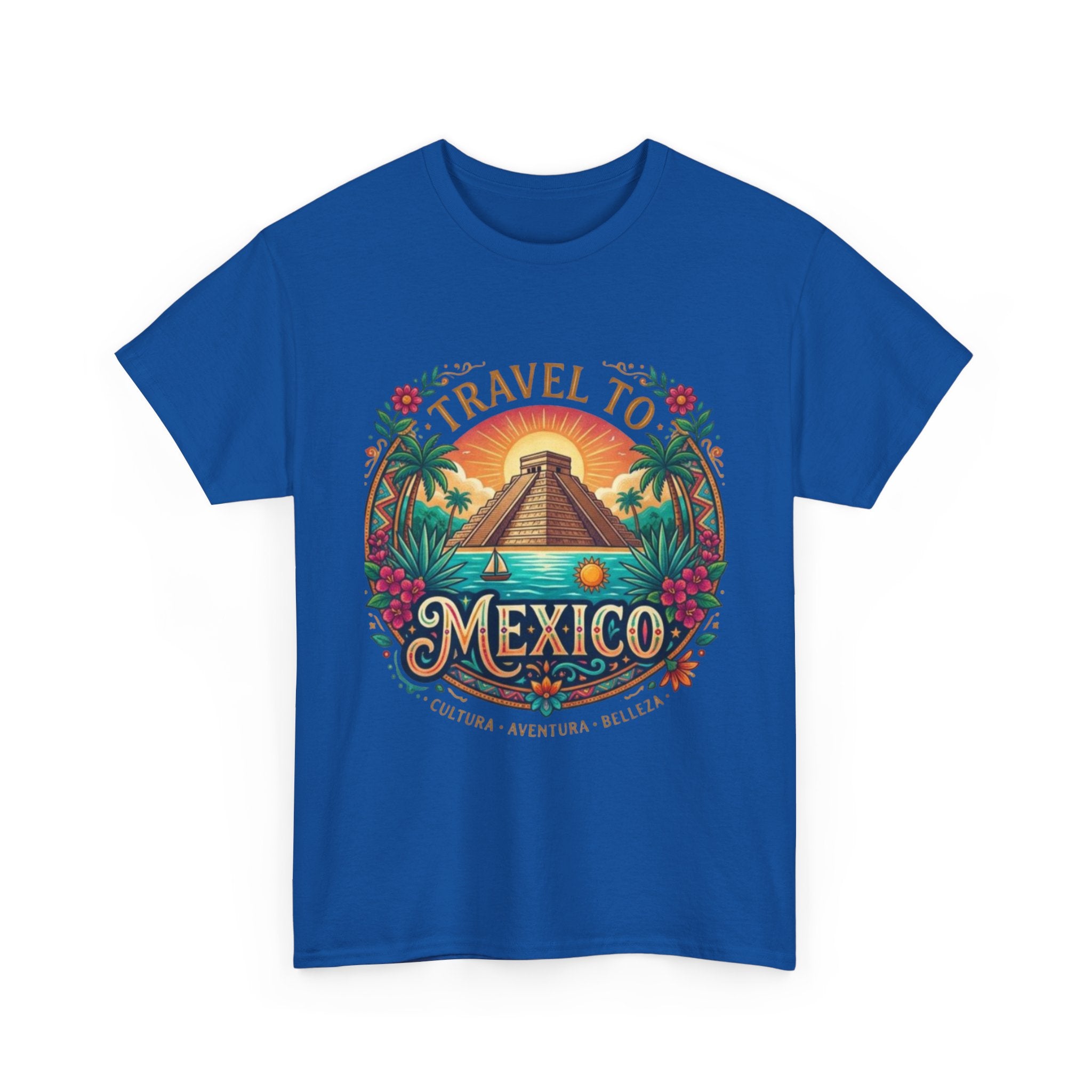 Travel to Mexico T-Shirt — Vintage Pyramid Sunset Vacation Tee