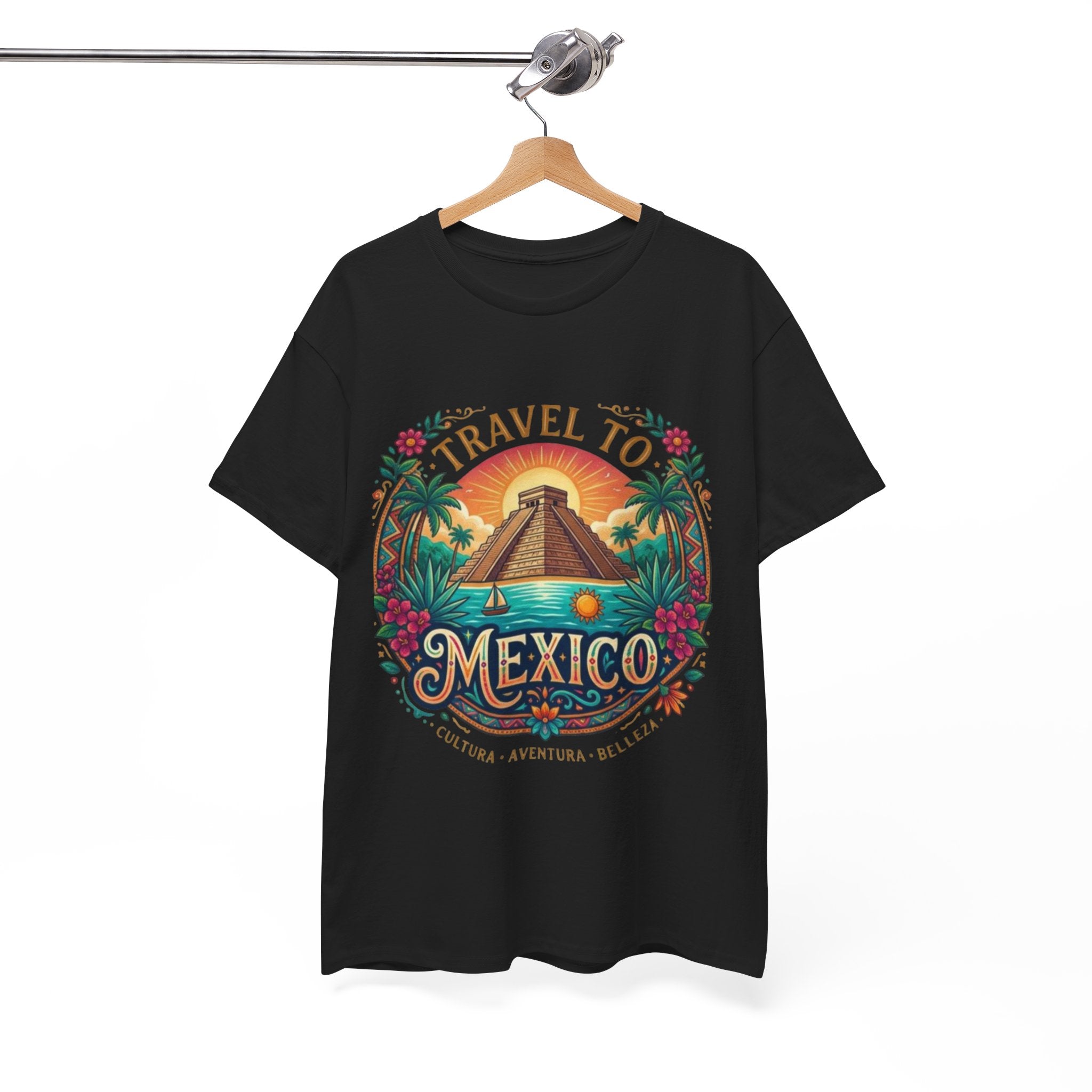 Travel to Mexico T-Shirt — Vintage Pyramid Sunset Vacation Tee