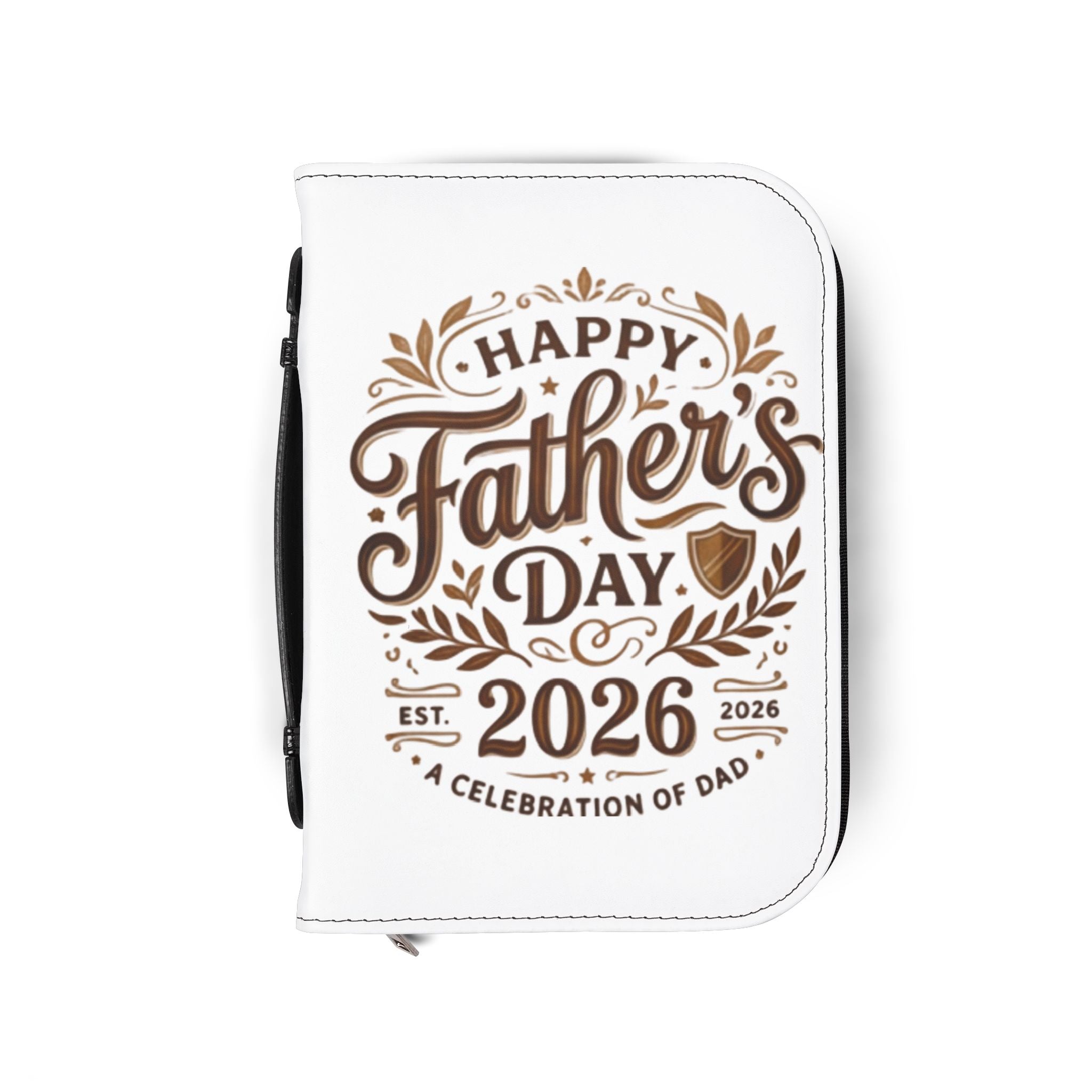 Father's Day 2026 Bible Cover – "Happy Father's Day" Leather Zippered Case