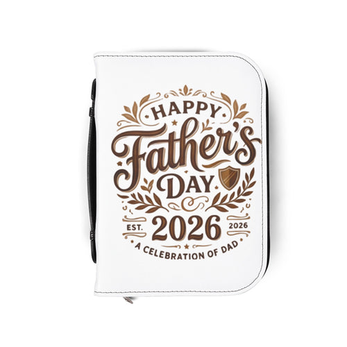 Father's Day 2026 Bible Cover – "Happy Father's Day" Leather Zippered Case