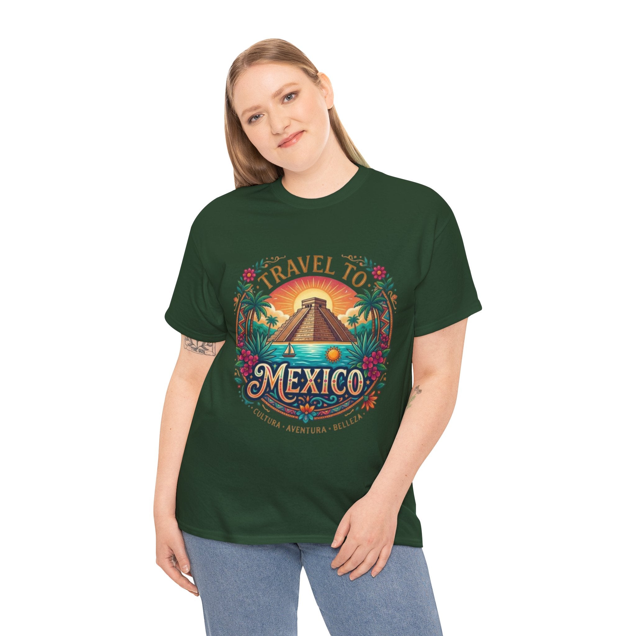 Travel to Mexico T-Shirt — Vintage Pyramid Sunset Vacation Tee