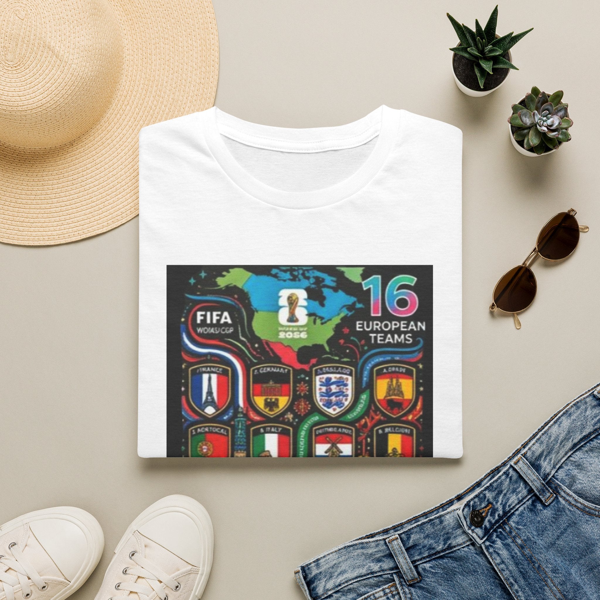 European Teams World Cup T‑Shirt – 16 European Teams Soccer Crest Design