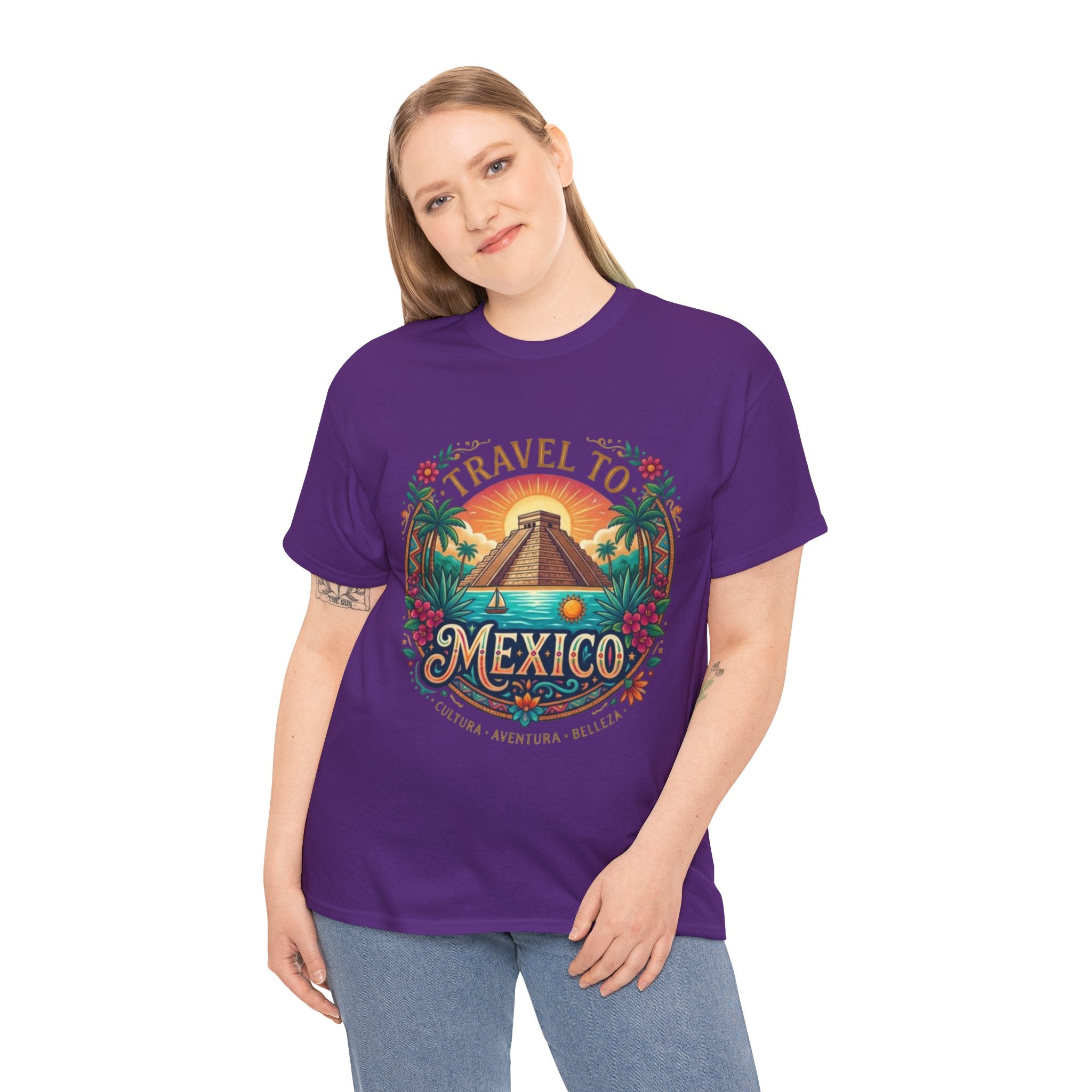 Travel to Mexico T-Shirt — Vintage Pyramid Sunset Vacation Tee