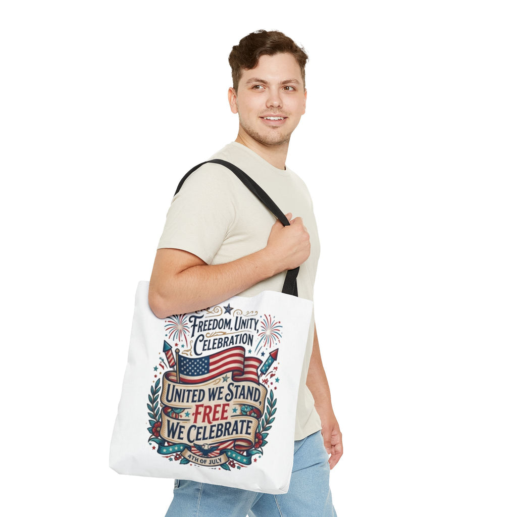 Patriotic 4th of July Tote Bag – "United We Stand, Free We Celebrate"