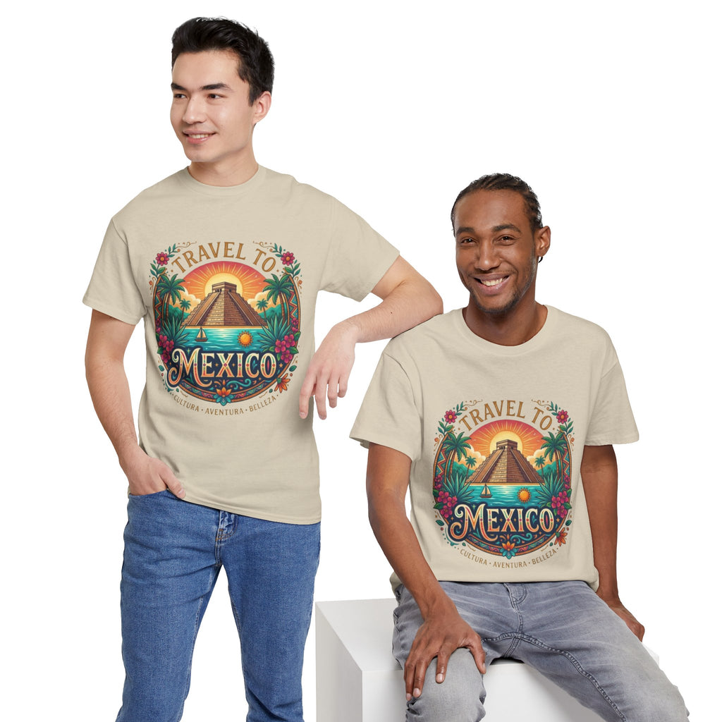Travel to Mexico T-Shirt — Vintage Pyramid Sunset Vacation Tee