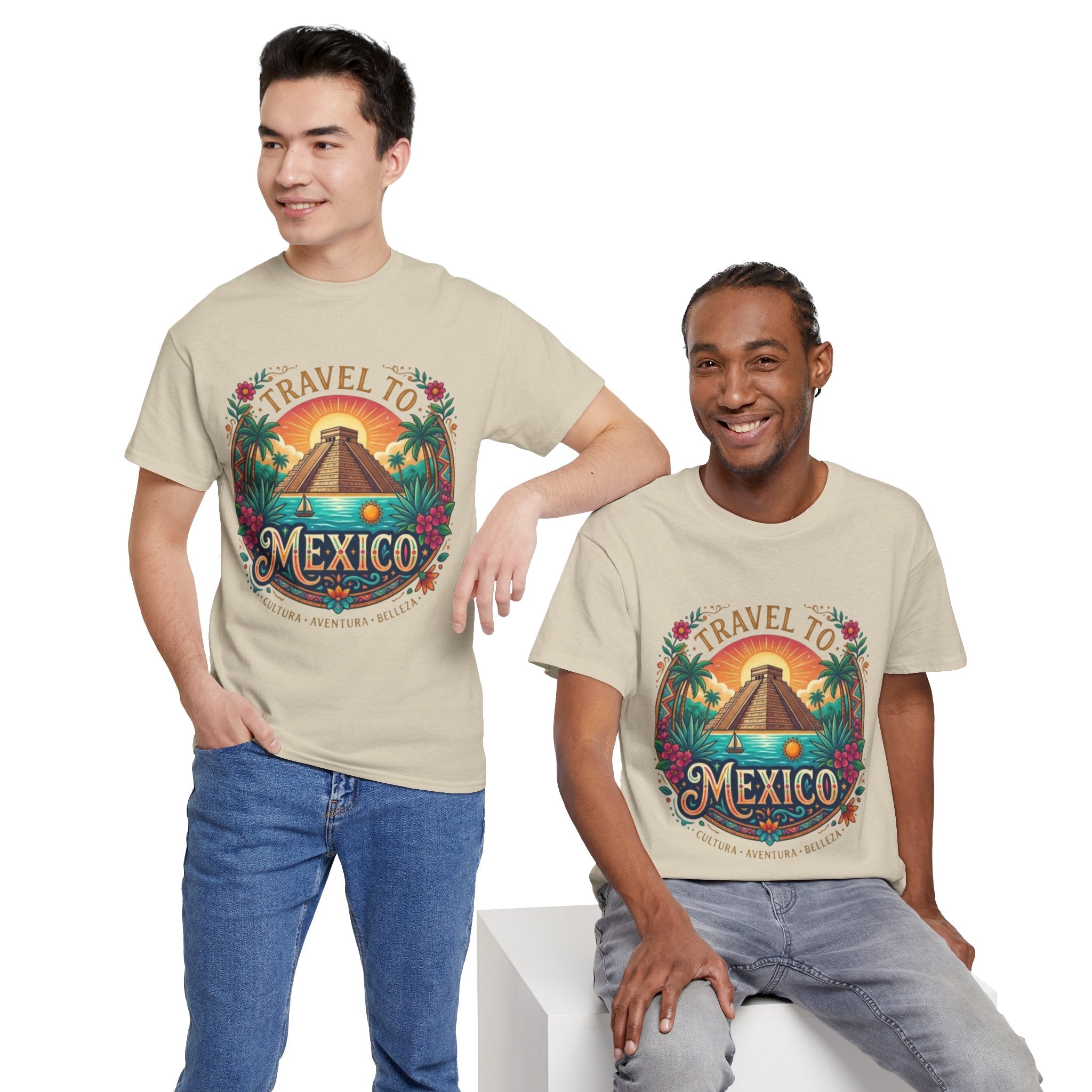 Travel to Mexico T-Shirt — Vintage Pyramid Sunset Vacation Tee