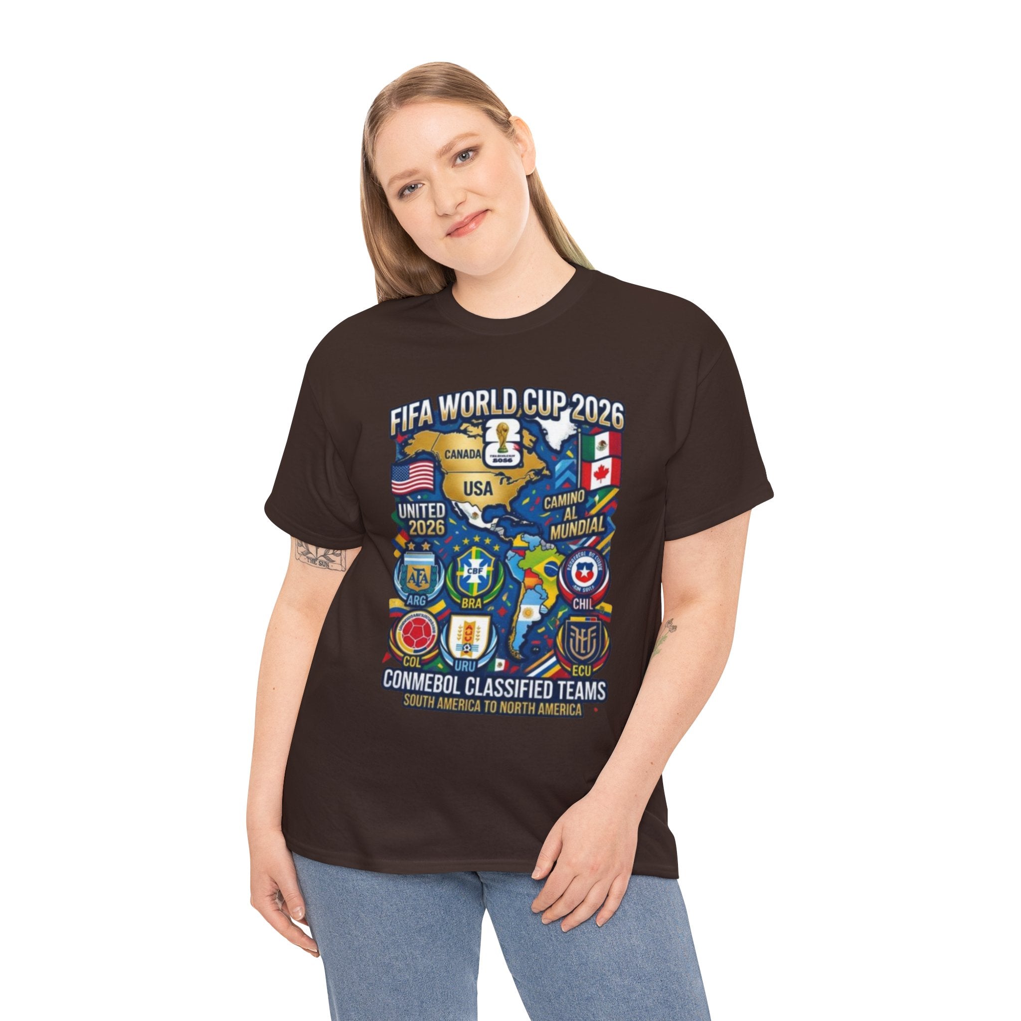 World Cup 2026 Teams T-Shirt — CONMEBOL & CONCACAF Qualified Badges Tee