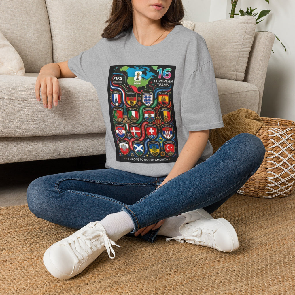 European Teams World Cup T‑Shirt – 16 European Teams Soccer Crest Design