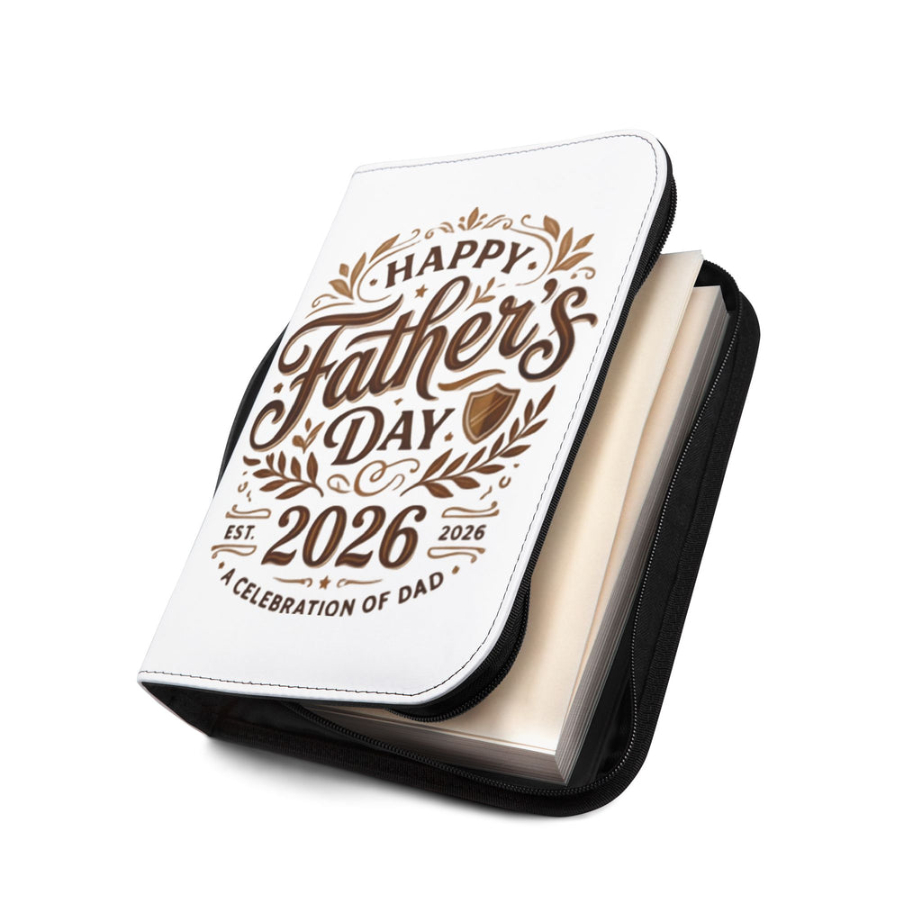 Father's Day 2026 Bible Cover – "Happy Father's Day" Leather Zippered Case