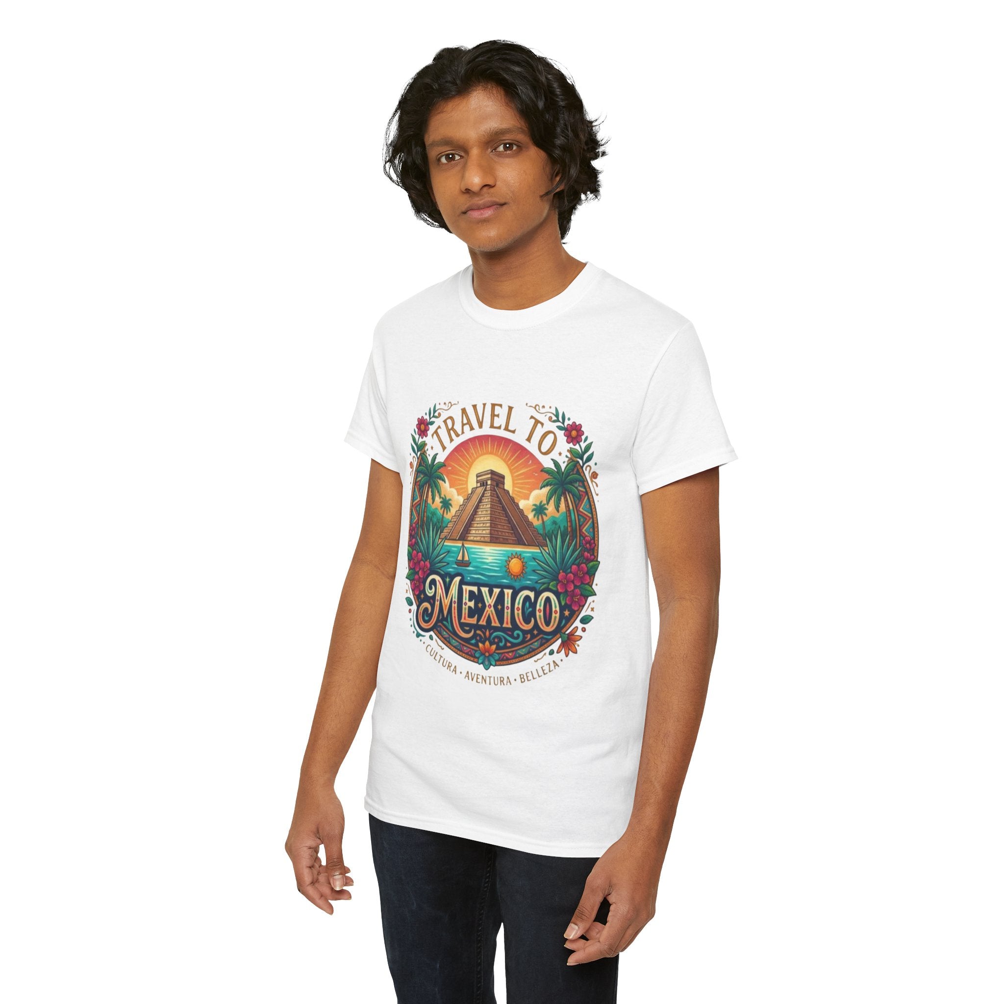 Travel to Mexico T-Shirt — Vintage Pyramid Sunset Vacation Tee