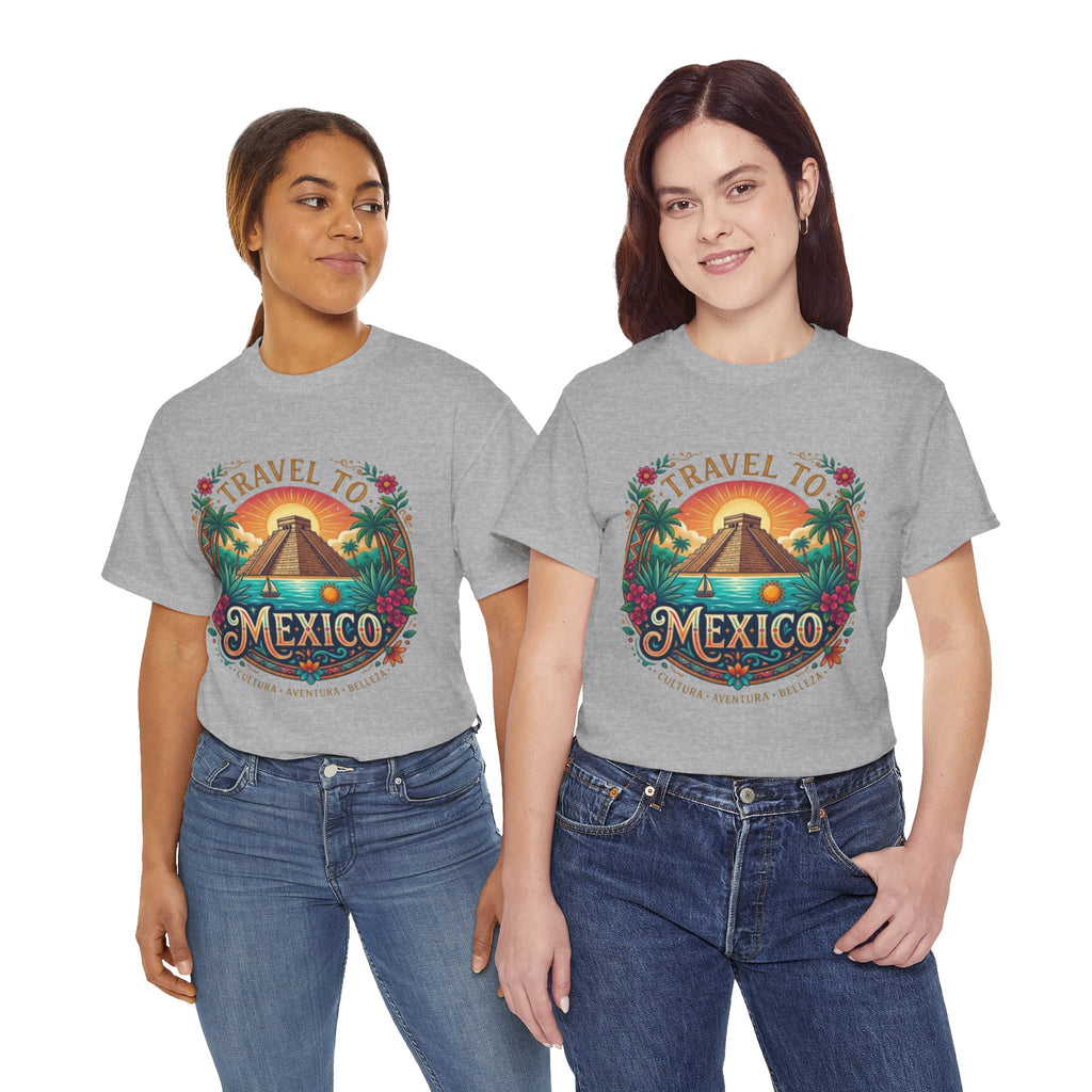 Travel to Mexico T-Shirt — Vintage Pyramid Sunset Vacation Tee