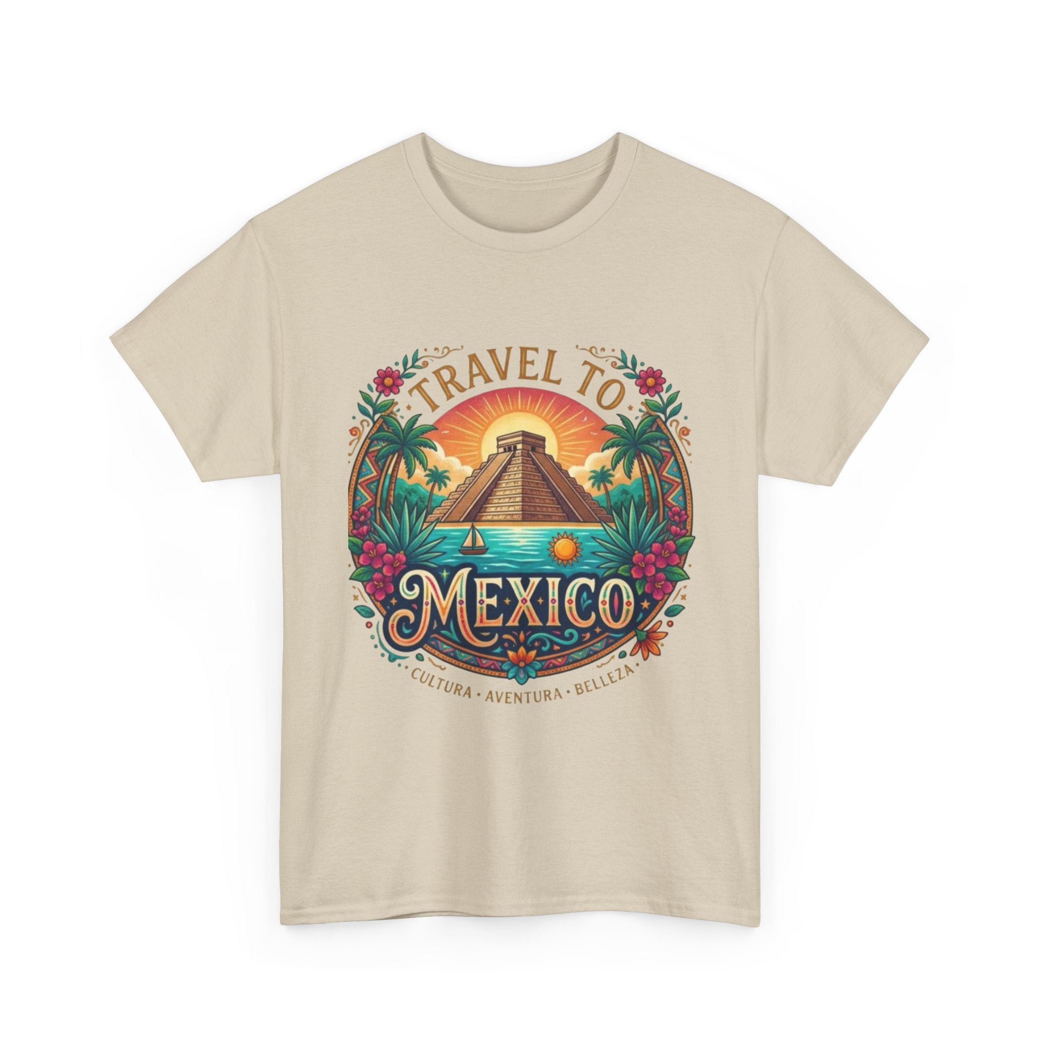 Travel to Mexico T-Shirt — Vintage Pyramid Sunset Vacation Tee