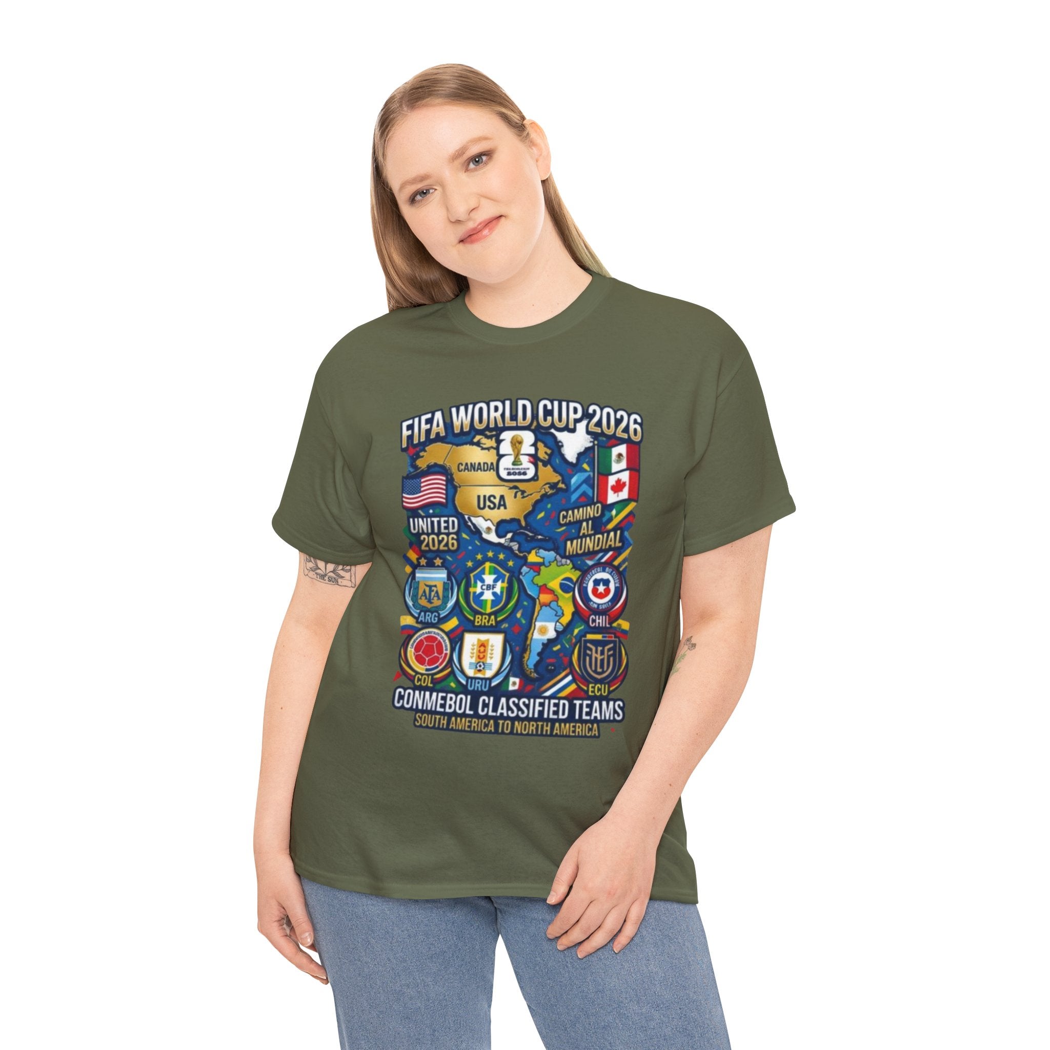World Cup 2026 Teams T-Shirt — CONMEBOL & CONCACAF Qualified Badges Tee