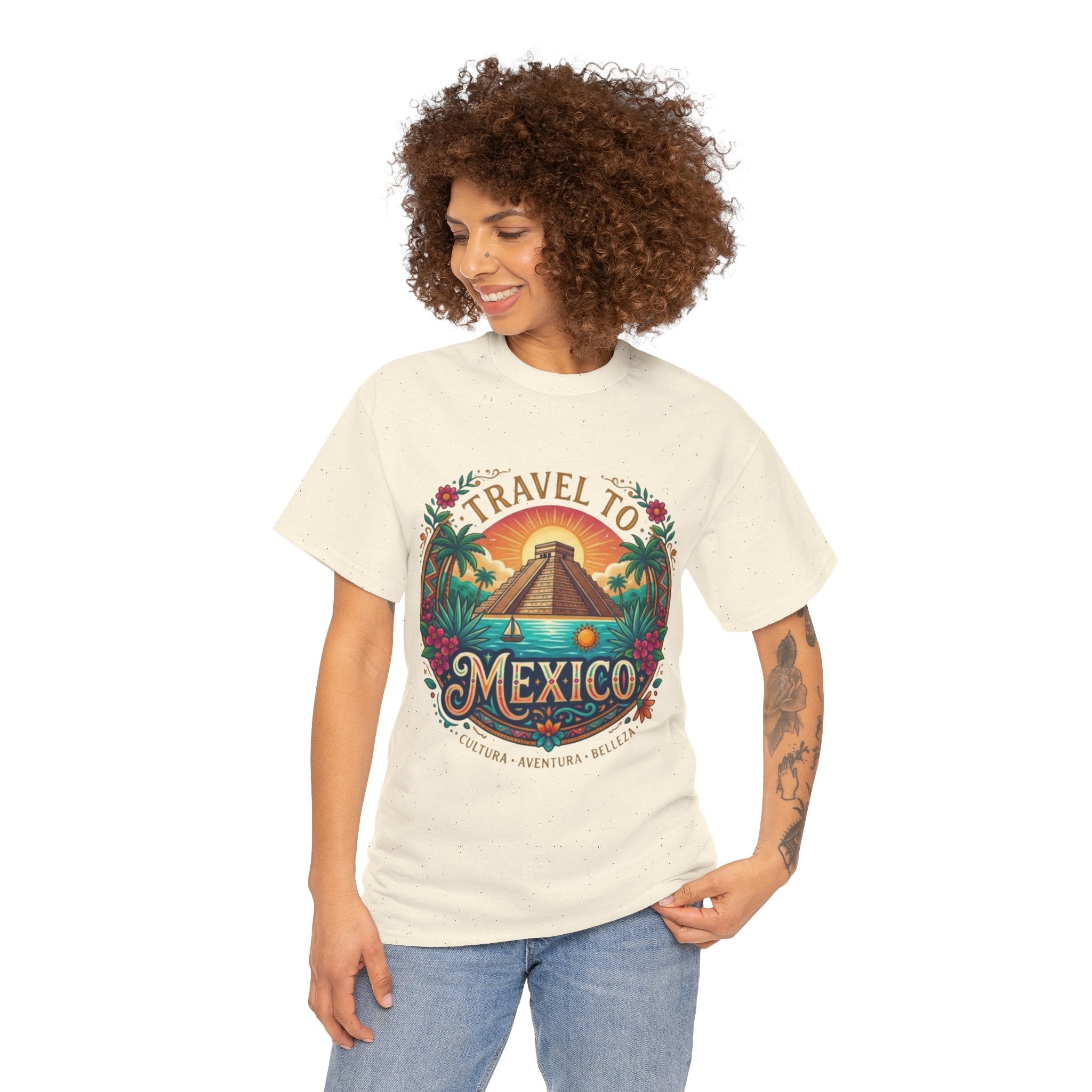 Travel to Mexico T-Shirt — Vintage Pyramid Sunset Vacation Tee