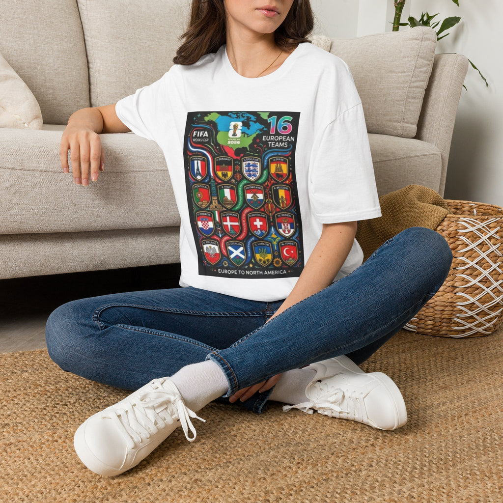 European Teams World Cup T‑Shirt – 16 European Teams Soccer Crest Design