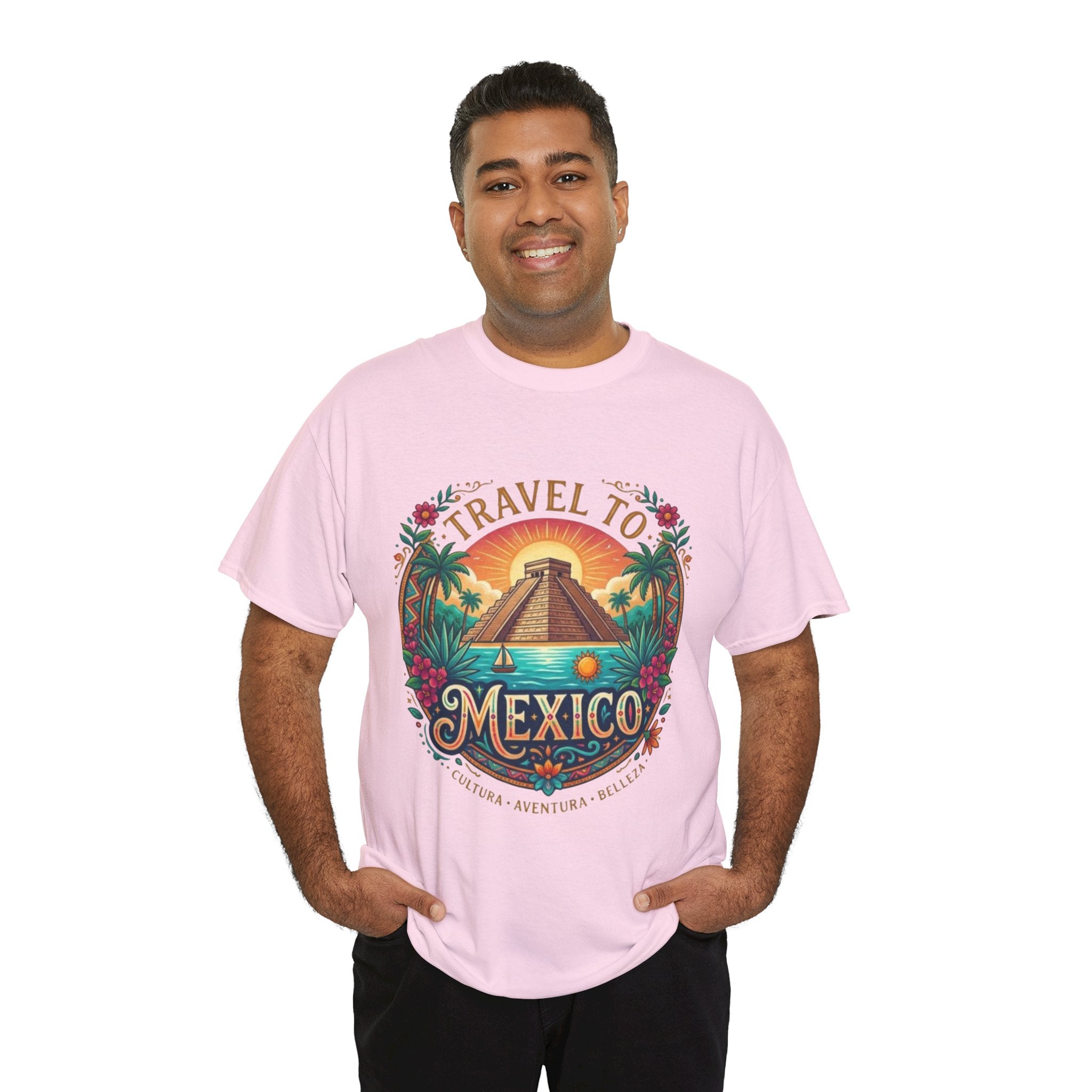 Travel to Mexico T-Shirt — Vintage Pyramid Sunset Vacation Tee