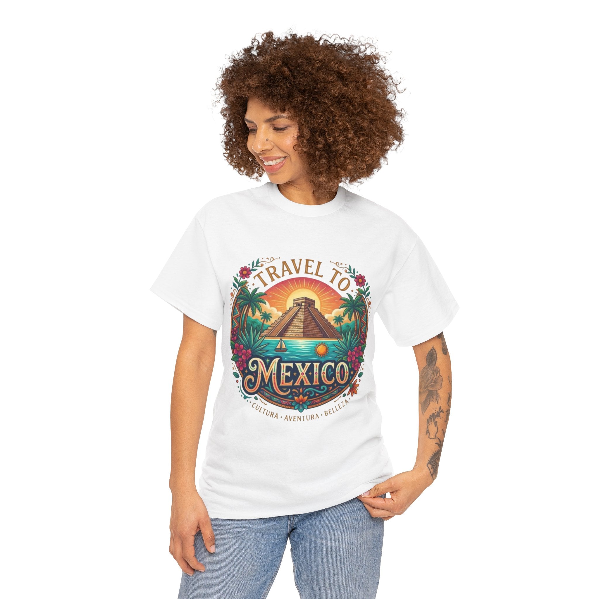Travel to Mexico T-Shirt — Vintage Pyramid Sunset Vacation Tee