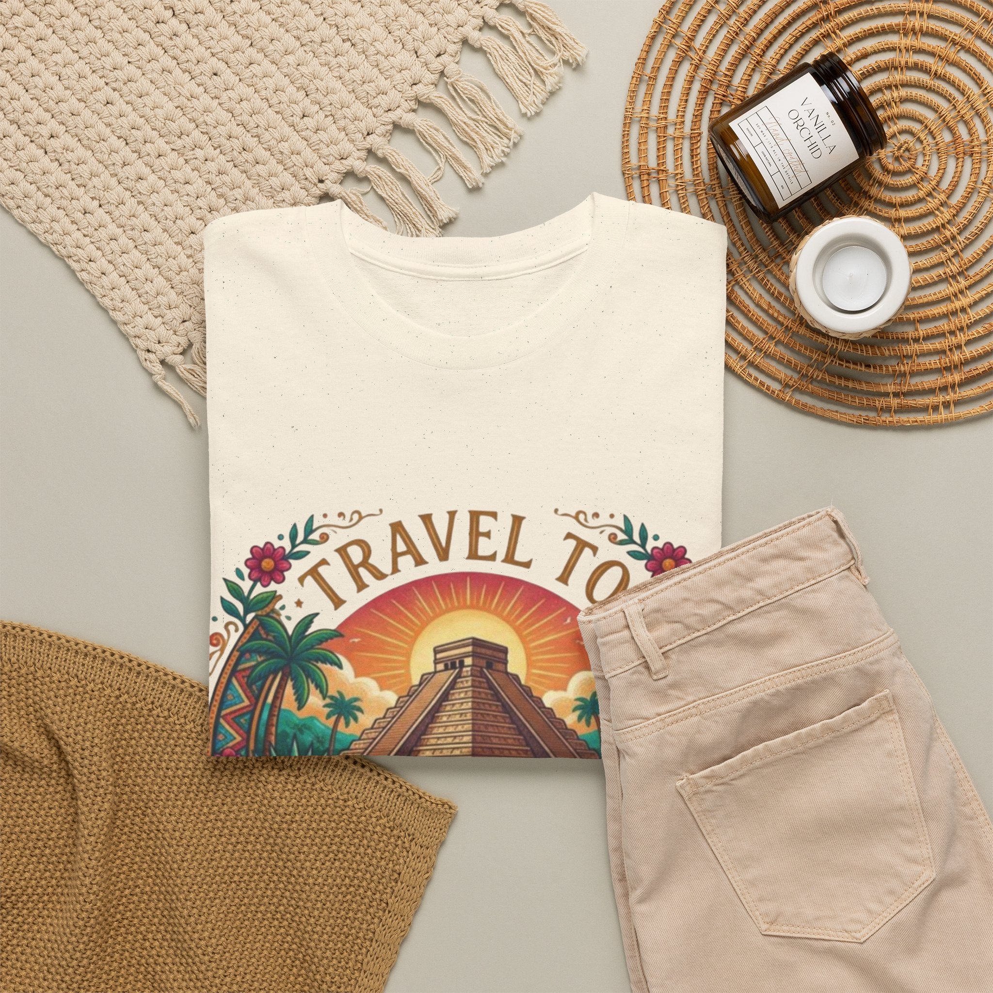 Travel to Mexico T-Shirt — Vintage Pyramid Sunset Vacation Tee