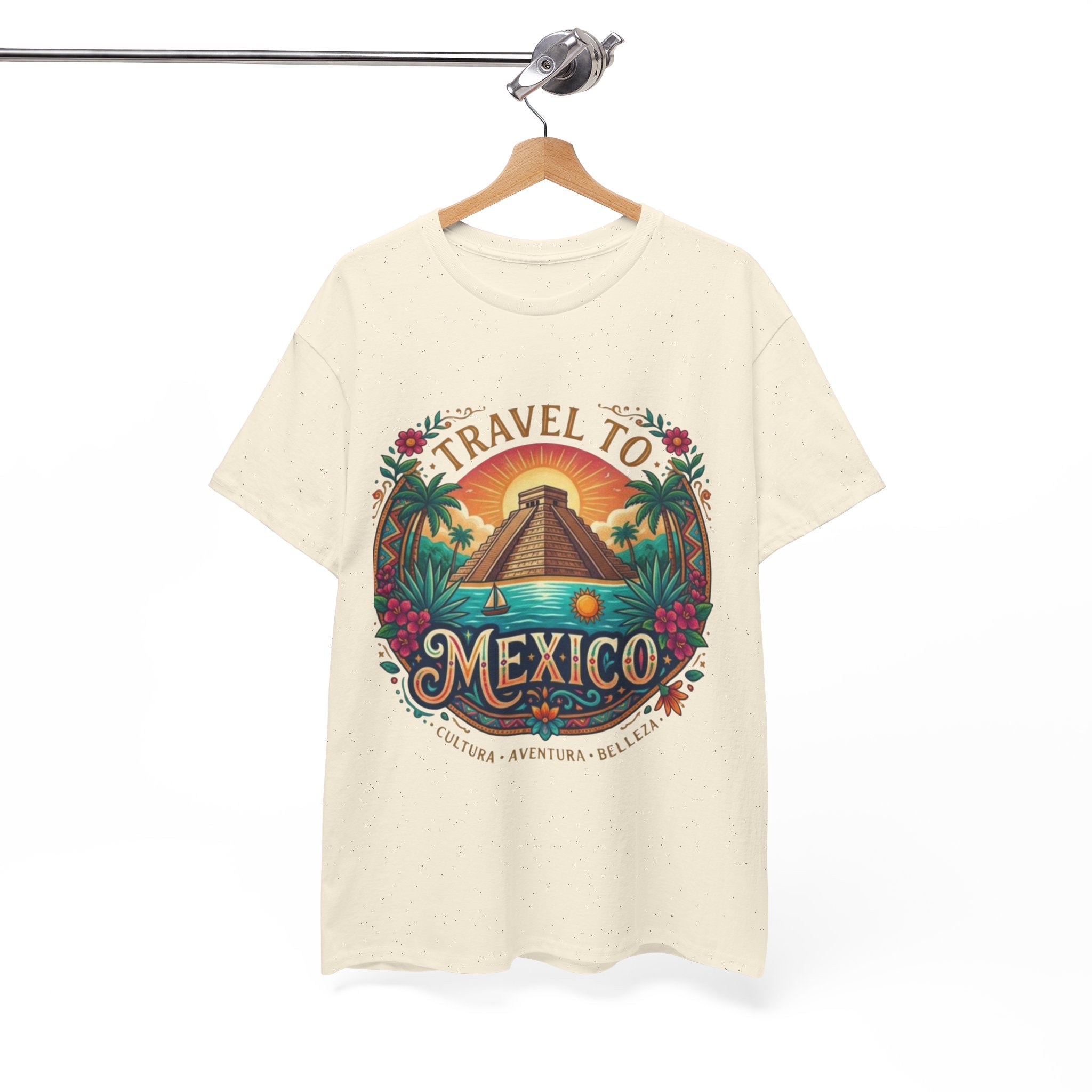 Travel to Mexico T-Shirt — Vintage Pyramid Sunset Vacation Tee